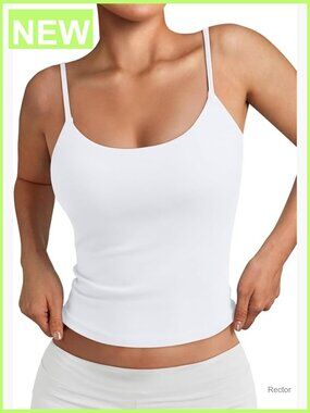 Double Lined Adjustable Spaghetti Strap Tank Top Cute Summer Basic Crop Top